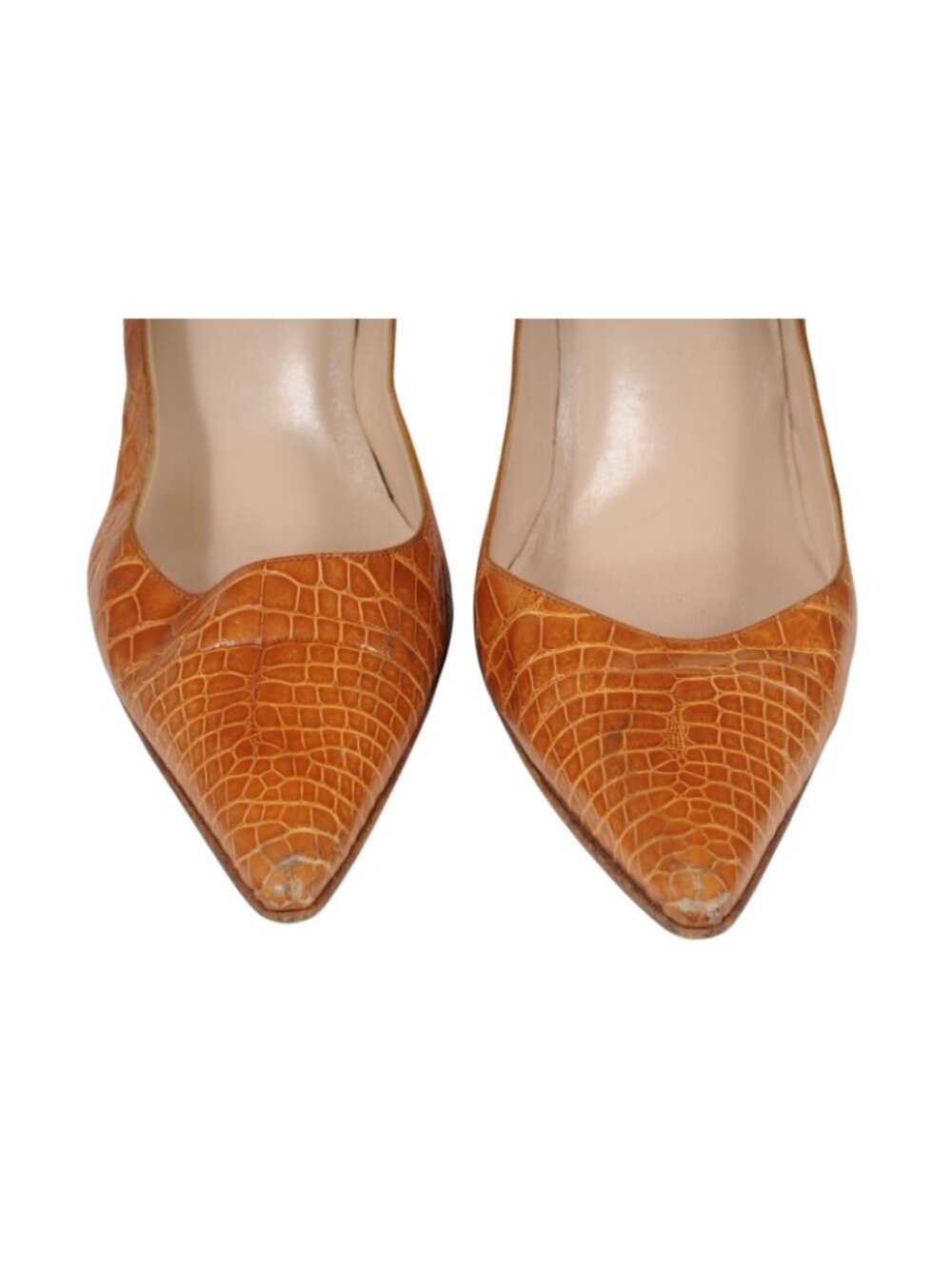 Christian Louboutin Kate Pumps US 8 IT 38 Tan Gold Crocodile 100MM Heels - Picture 9 of 16